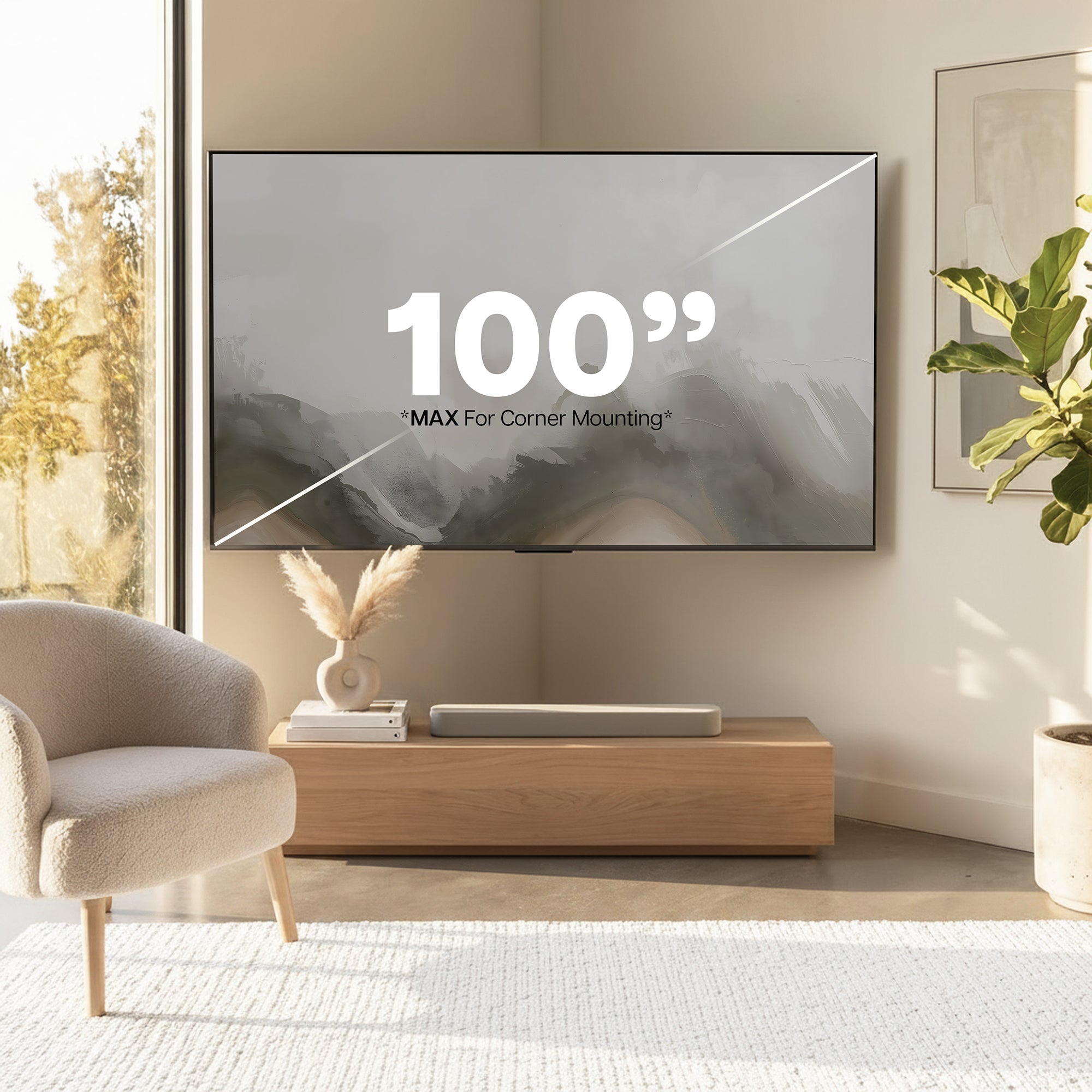 Low Profile Corner Large TV Wall Mount - 75" to 120" Screens