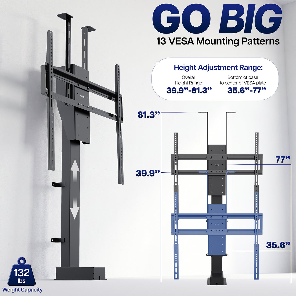 Rotating Motorized TV Stand with Remote Control - 37" to 80" Screens