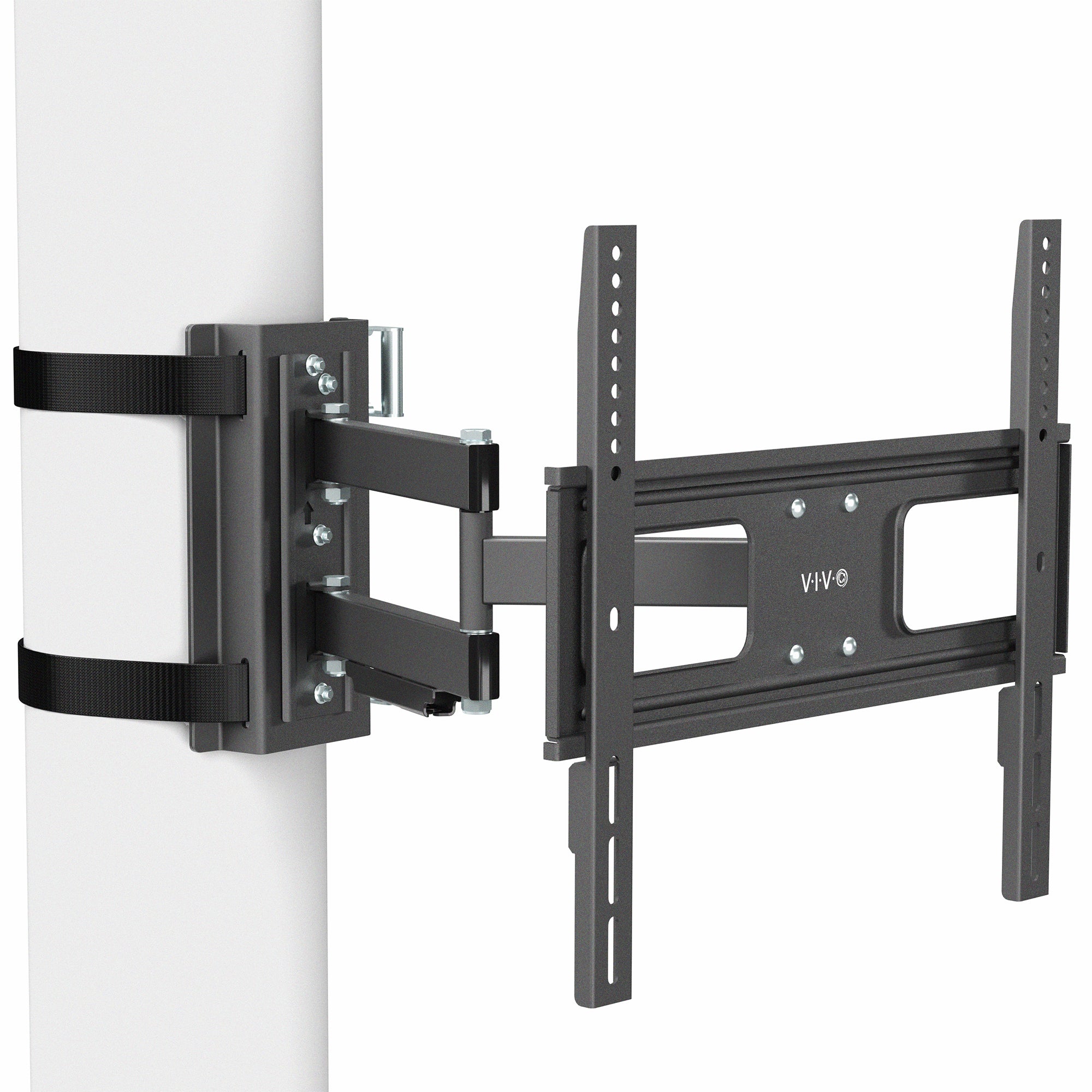 Black TV wall mount on a white background
