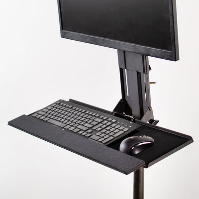 Extra tall yet sturdy monitor mount with an attached keyboard tray from VIVO.