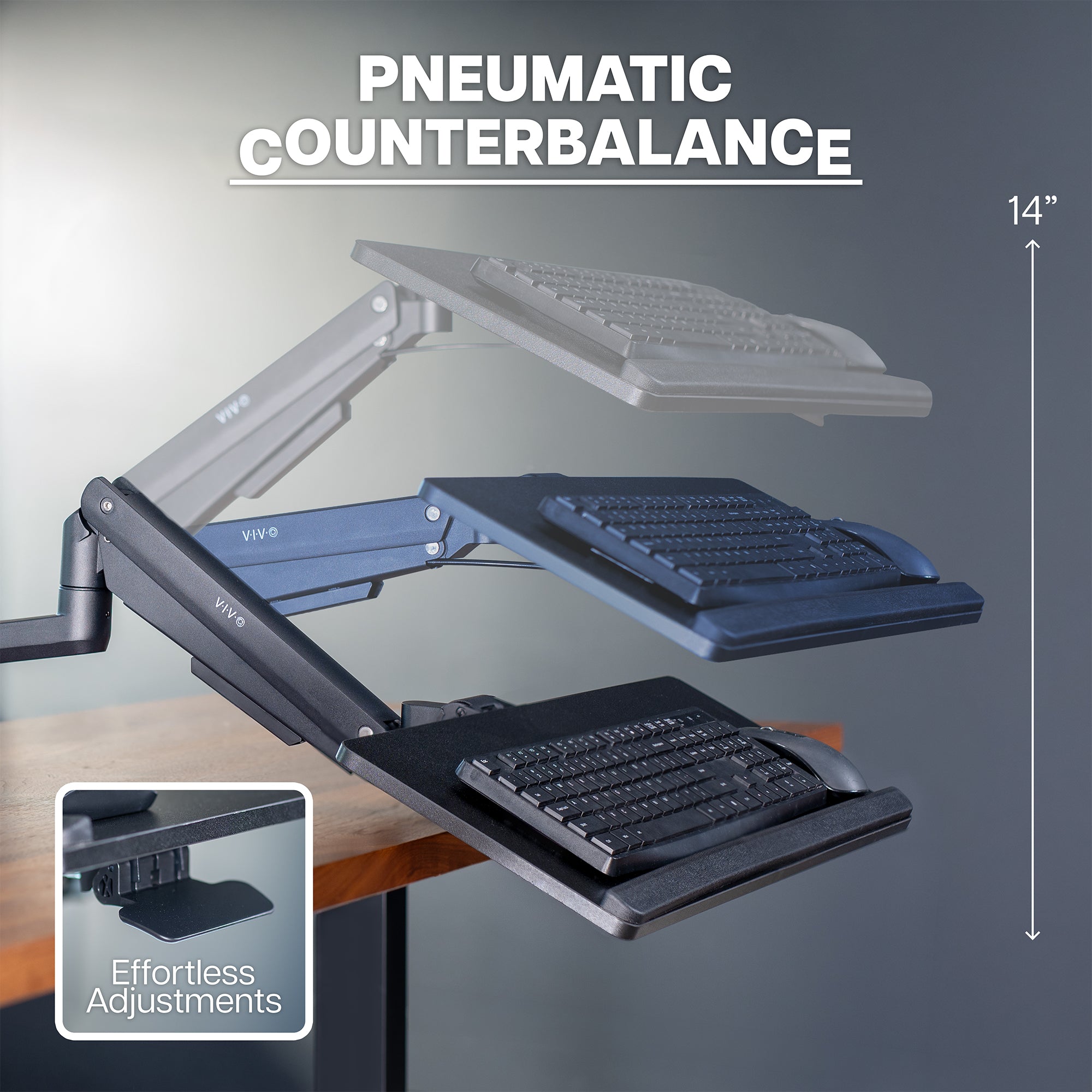 Pneumatic Pole Mounted Keyboard Tray