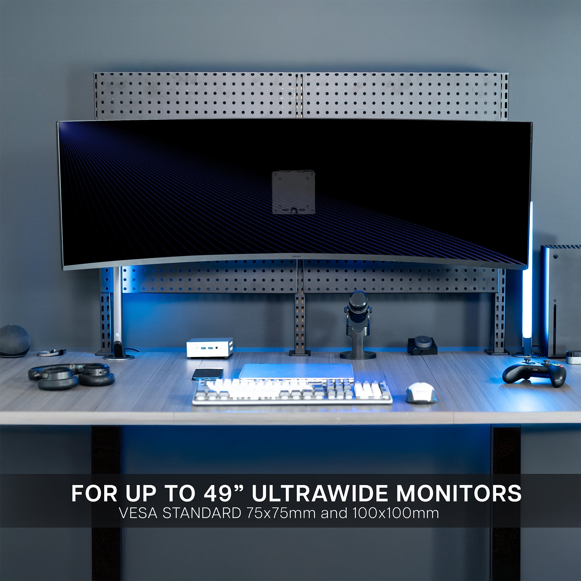 Single Ultrawide Monitor Pegboard Panel Mount - Up to 49" Screens