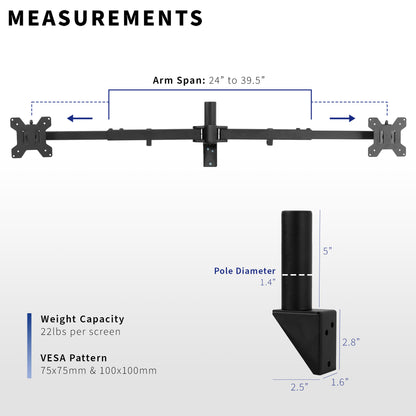 Telescoping dual monitor wall mount.