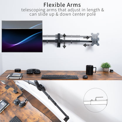 Telescoping dual monitor wall mount.