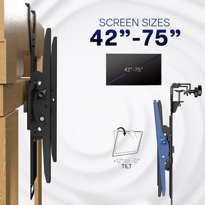 TV wall mount with screen size range 42"-75" on a white background