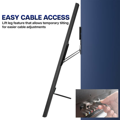 Micro gap ultra low profile slim TV wall mount with adjustable VESA brackets, easy cable access, protective padding, and a simple installation process.