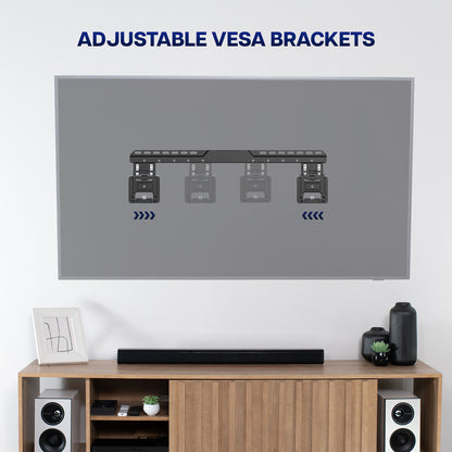 Micro gap ultra low profile slim TV wall mount with adjustable VESA brackets, easy cable access, protective padding, and a simple installation process.