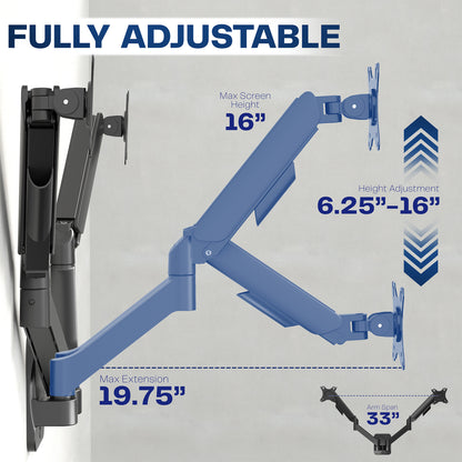 Dual pneumatic wall mount.