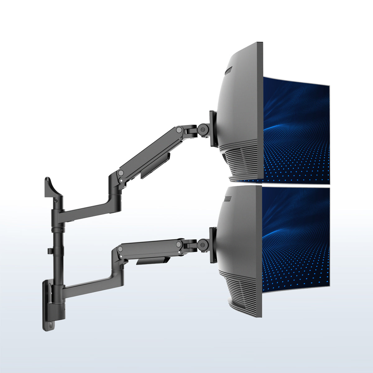 Pneumatic Arm Dual Ultrawide Monitor Wall Mount - Up to 49" Screens