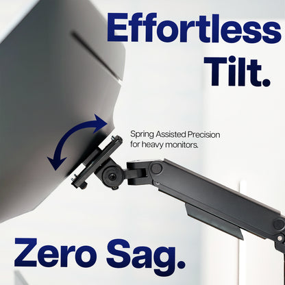 Pneumatic Arm Dual Ultrawide Monitor Wall Mount - Up to 49" Screens