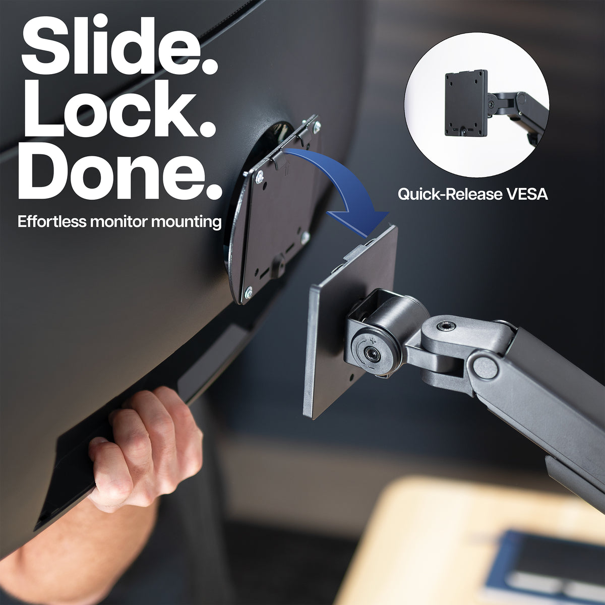 Pneumatic Arm Dual Ultrawide Monitor Wall Mount - Up to 49" Screens