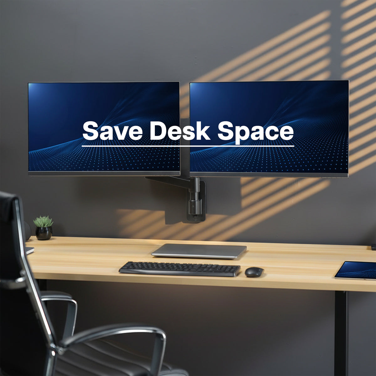 Pneumatic Arm Dual Ultrawide Monitor Wall Mount - Up to 49" Screens