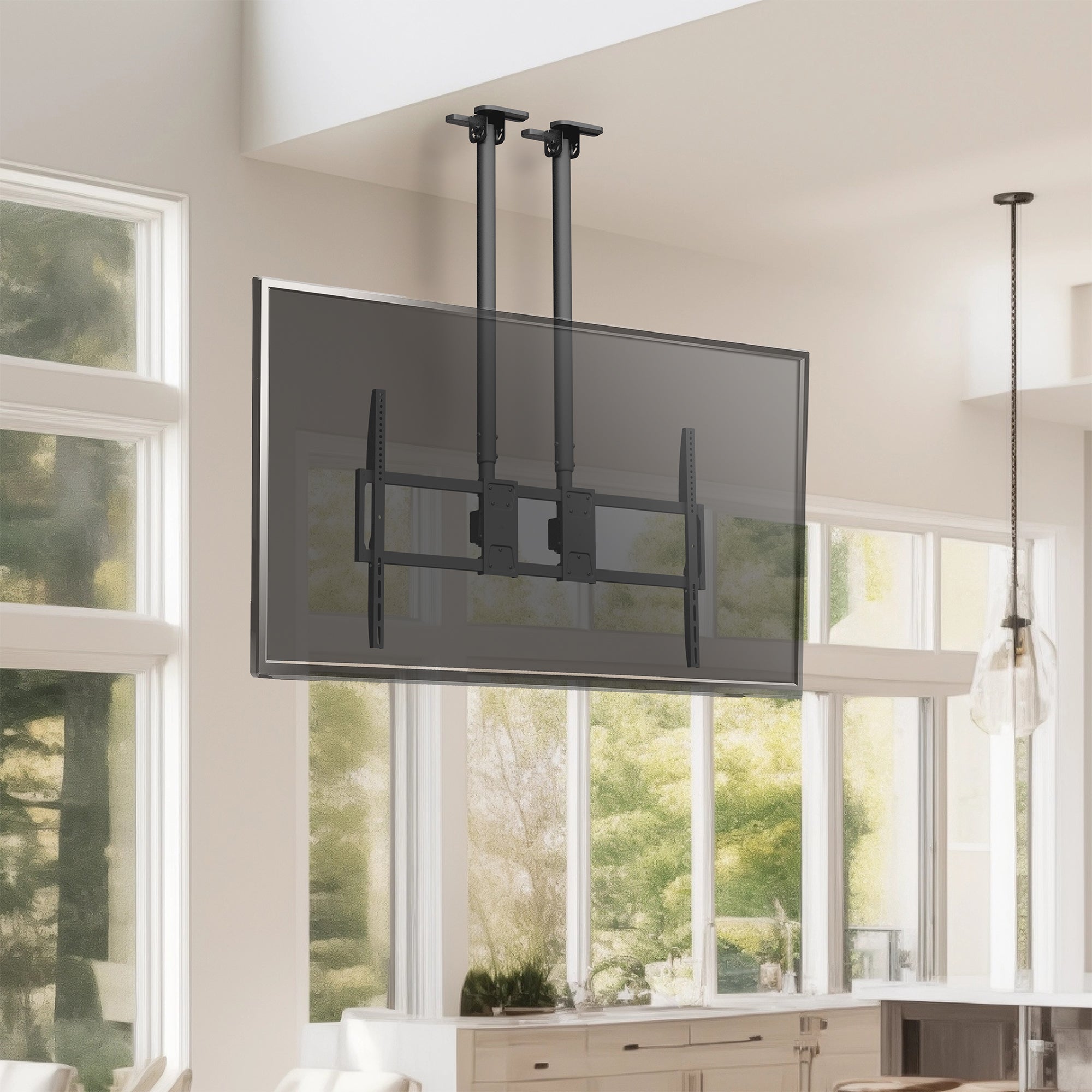 Dual Pole Extra Large 60” to 120” TV Ceiling Mount with Extension Pole