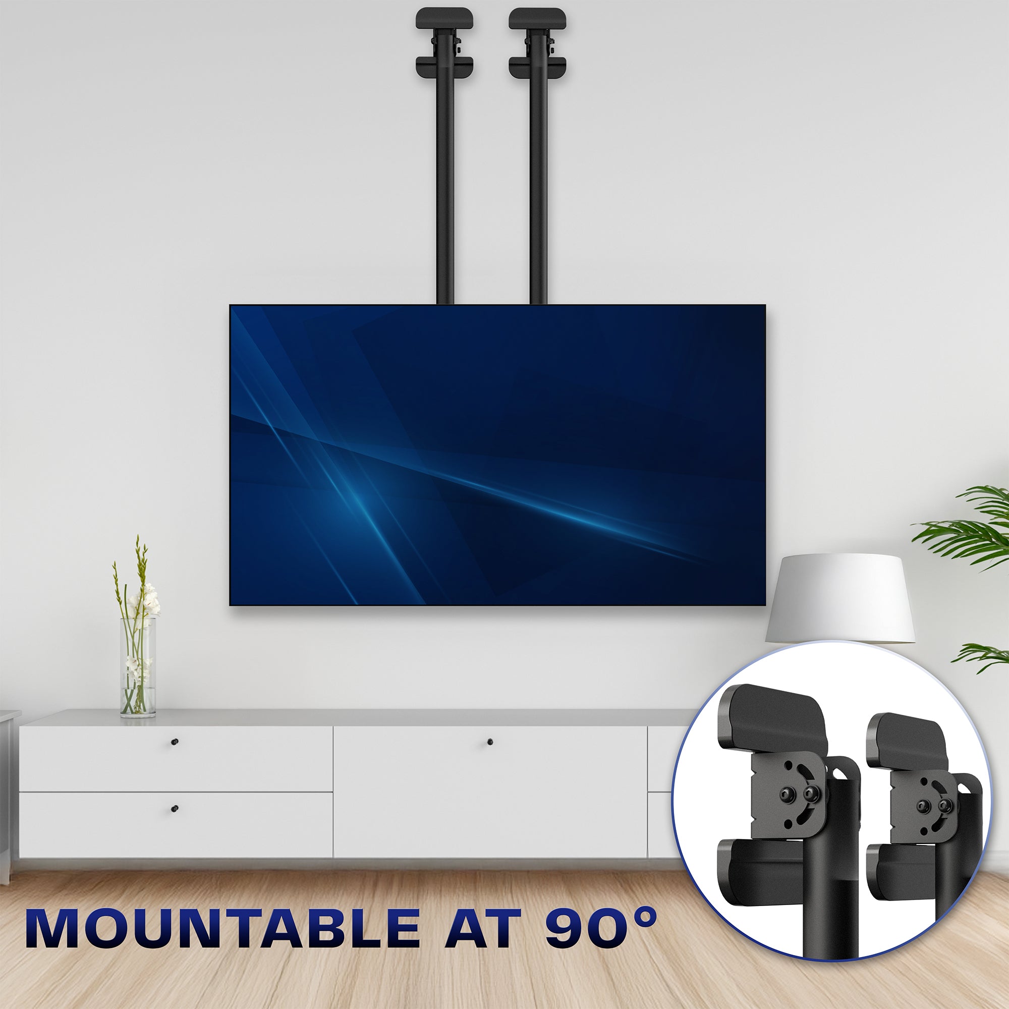 Dual Pole Extra Large 60” to 120” TV Ceiling Mount with Extension Pole