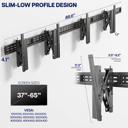 Pop-Out TV Tilting 1x2 Video Wall Mounts - 37” to 65” Screens