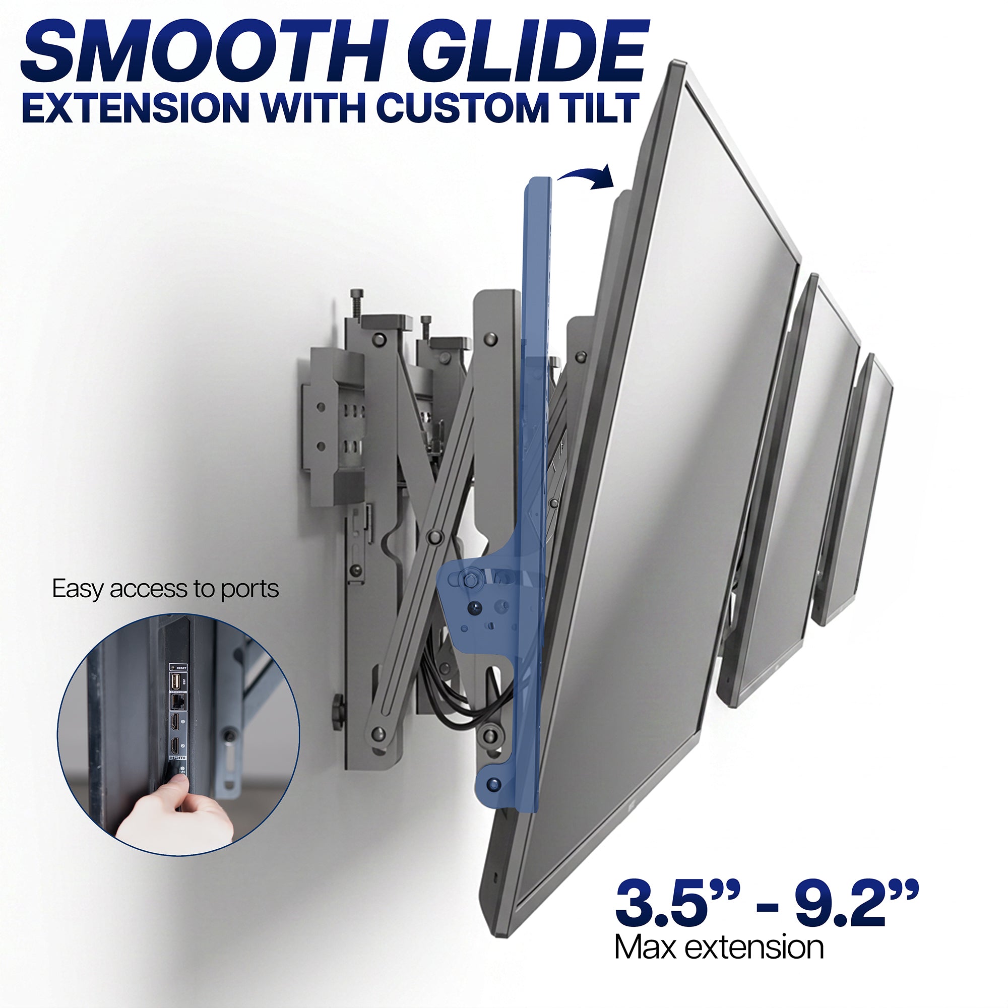 Pop-Out TV Tilting 1x3 Video Wall Mounts - 37” to 65” Screens