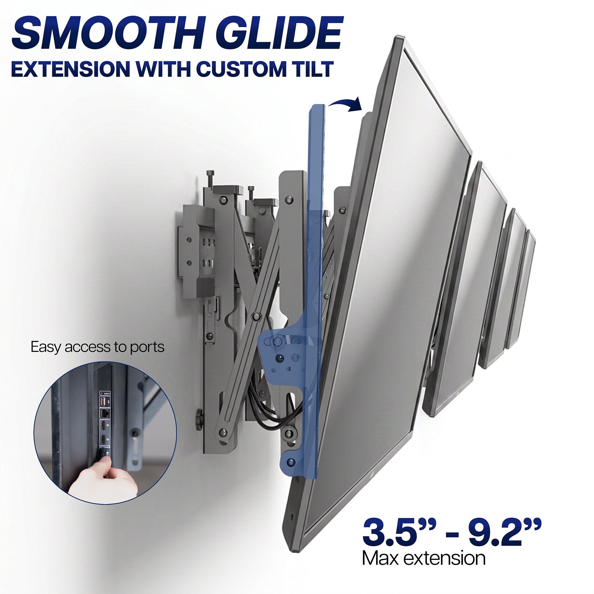 Pop-Out TV Tilting 1x4 Video Wall Mounts - 37” to 65” Screens