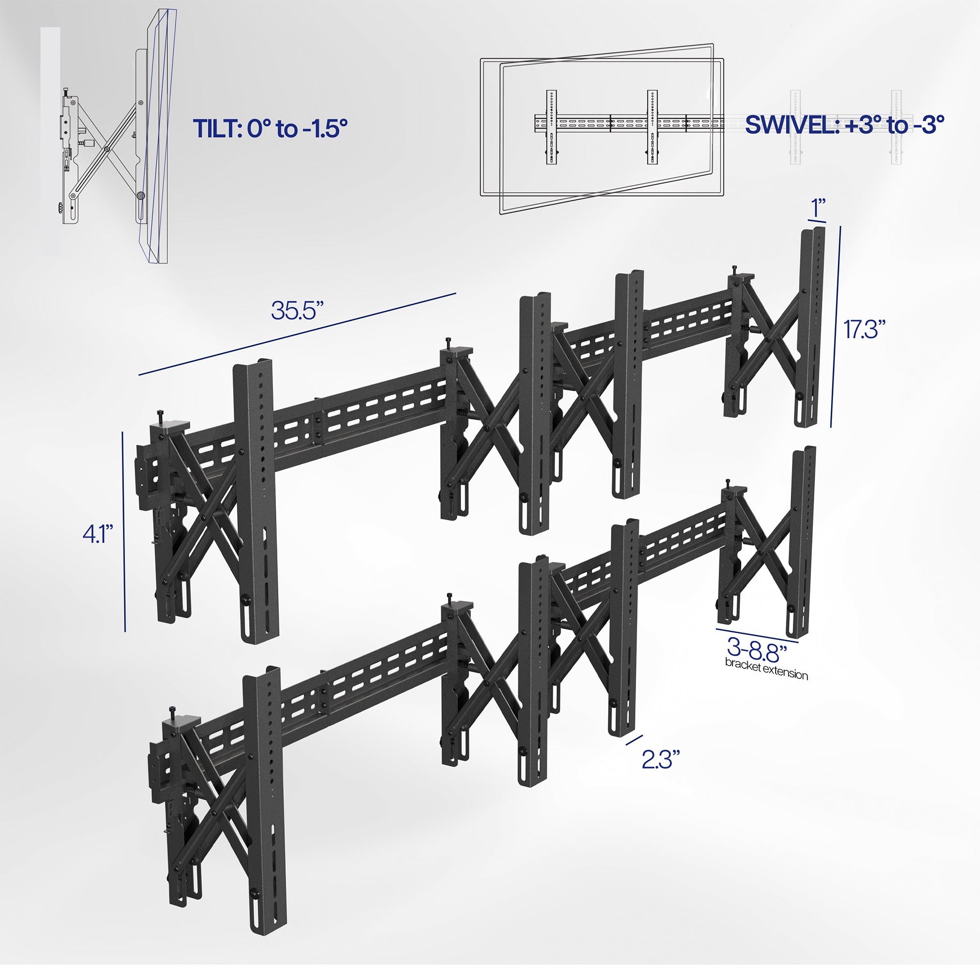 Pop-Out Video Wall Mounts (4 Pack) for 37" to 90" TVs