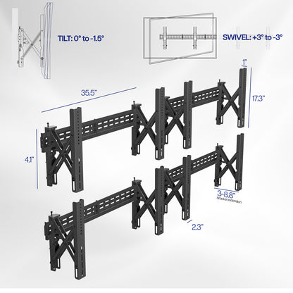 Pop-Out Video Wall Mounts (4 Pack) for 37" to 90" TVs