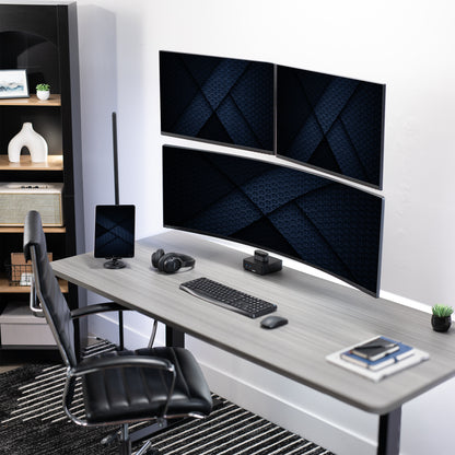 Telescoping Dual Monitor Wall Mount + Single Ultrawide Monitor Wall Mount - 21” to 49” Screens
