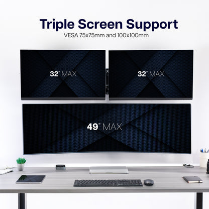 Telescoping Dual Monitor Wall Mount + Single Ultrawide Monitor Wall Mount - 21” to 49” Screens