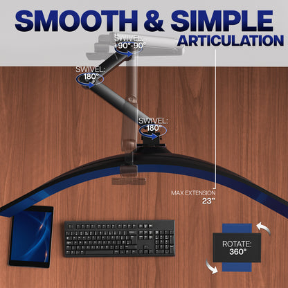 Pneumatic Arm Single Ultrawide Monitor Wall Mount