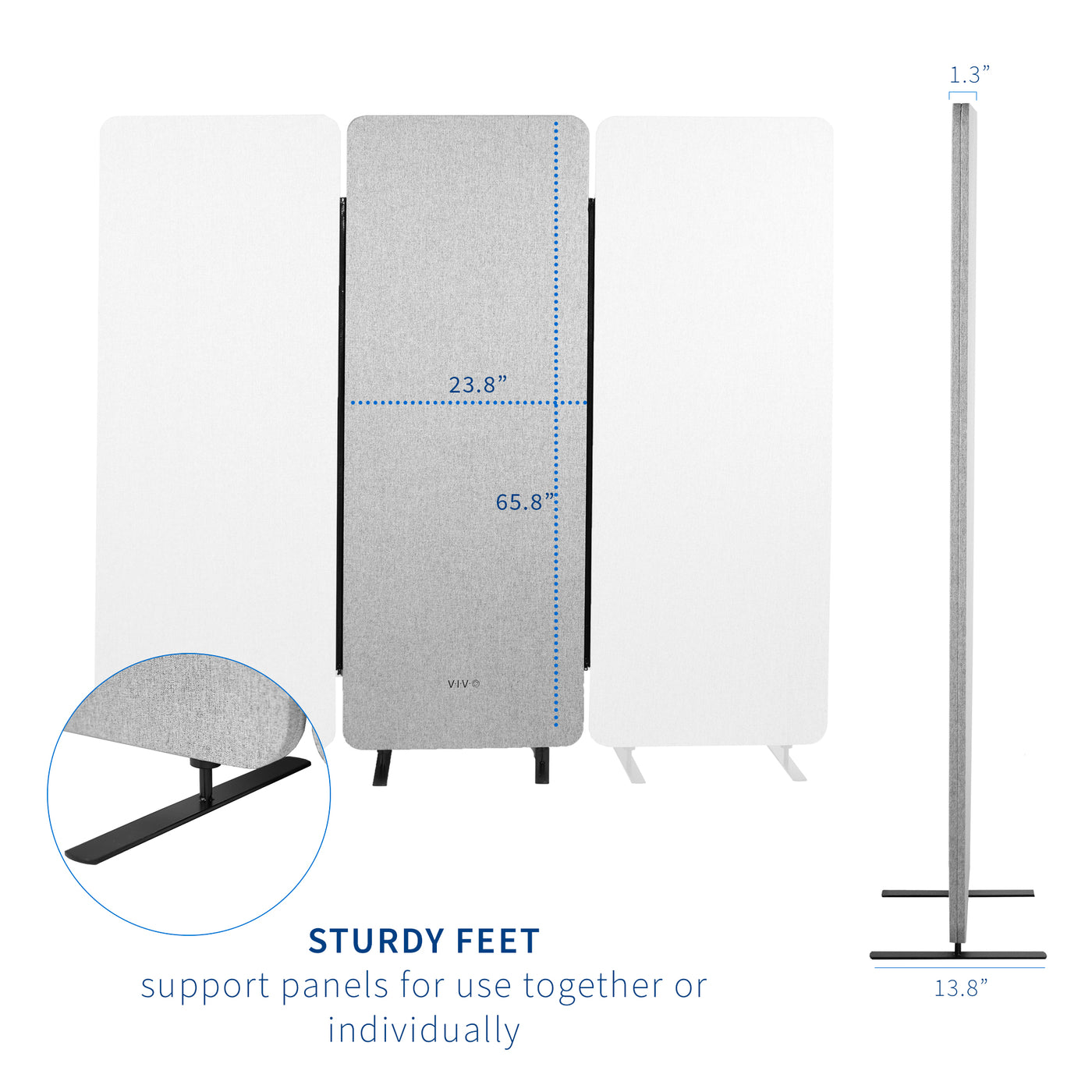 Single Panel Gray Freestanding Room Divider provides a convenient partition and workspace privacy.