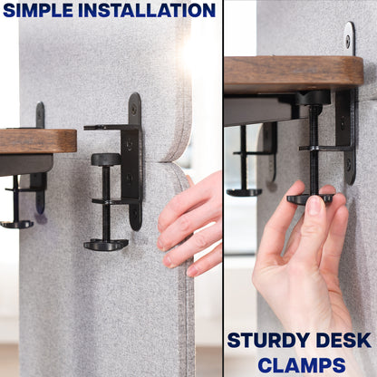 Full Height Clamp-on Desk Privacy Panels (x3) with "C" clamps and 'Simple Installation' text