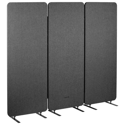 3-Panel Dark Gray Freestanding Room Divider provides a convenient partition and workspace privacy.