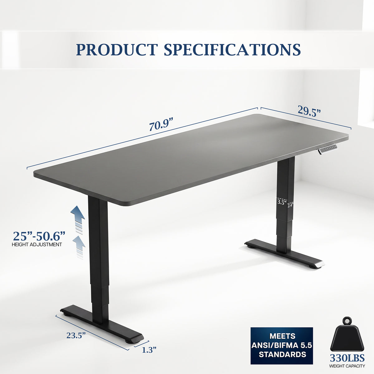 VIVO PRO 71" x 30" Dual Motor Electric Desk