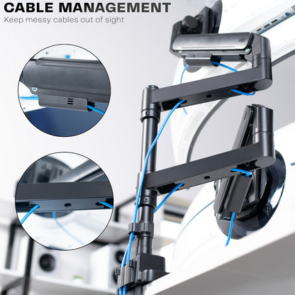Pneumatic Arm Dual Ultrawide Monitor Desk Mount - Up to 57" Screens