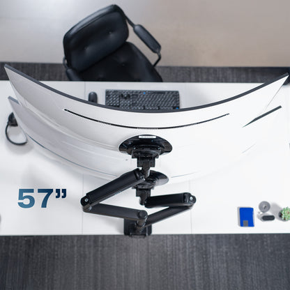 Pneumatic Arm Dual Ultrawide Monitor Desk Mount - Up to 57" Screens