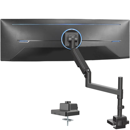 Pneumatic Arm Single Ultrawide Monitor Desk Mount - Up to 57" Screens