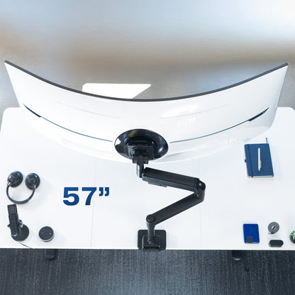 Pneumatic Arm Single Ultrawide Monitor Desk Mount - Up to 57" Screens