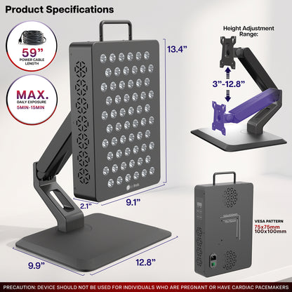Pneumatic Arm Small Red Light Therapy Desk Stand
