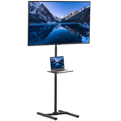 Extra tall tilting height adjustable TV stand with media shelf.