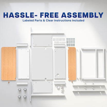 White / Bamboo Studio TV Cart w/ Storage Box - 43” to 65” Screens