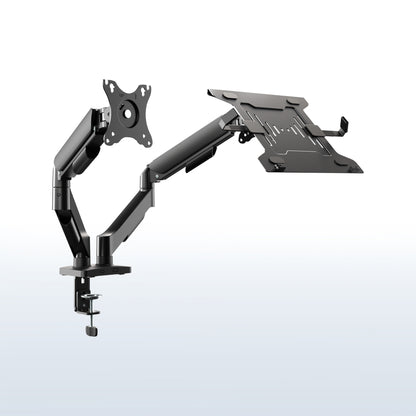 Mechanical Arm Single Monitor and Laptop Desk Mount - Up to 32" Screens, 15.6" Laptops
