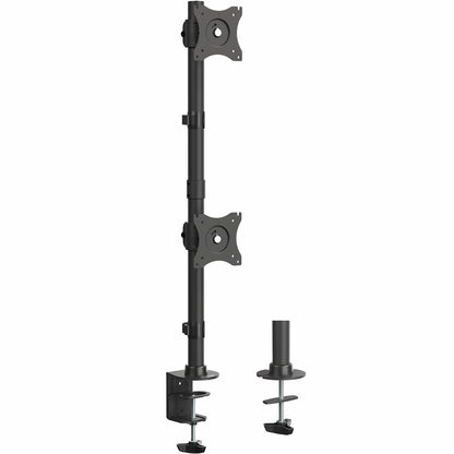 Sturdy adjustable vertical dual monitor ergonomic desk mount for office workstation.
