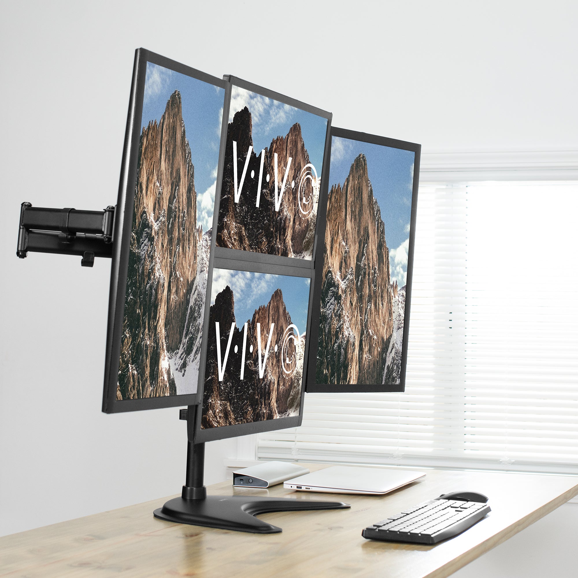 Quad Monitor Desk Stand - 13" to 27" Screens