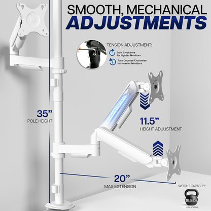 Mechanical Arm Dual 17" to 32" Monitor Extra Tall Desk Mount on desk in home office space