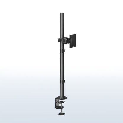 Clamp-on single monitor ultrawide desk mount with height adjustment, tilt, swivel, rotation, and built-in cable management.