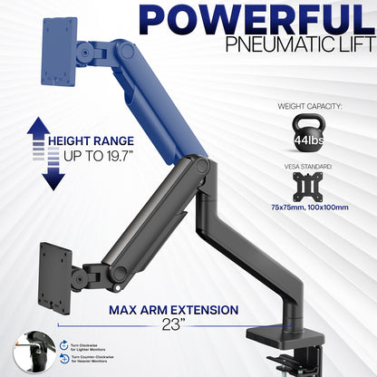 Pneumatic Arm Single Ultrawide Monitor Desk Mount Specifications