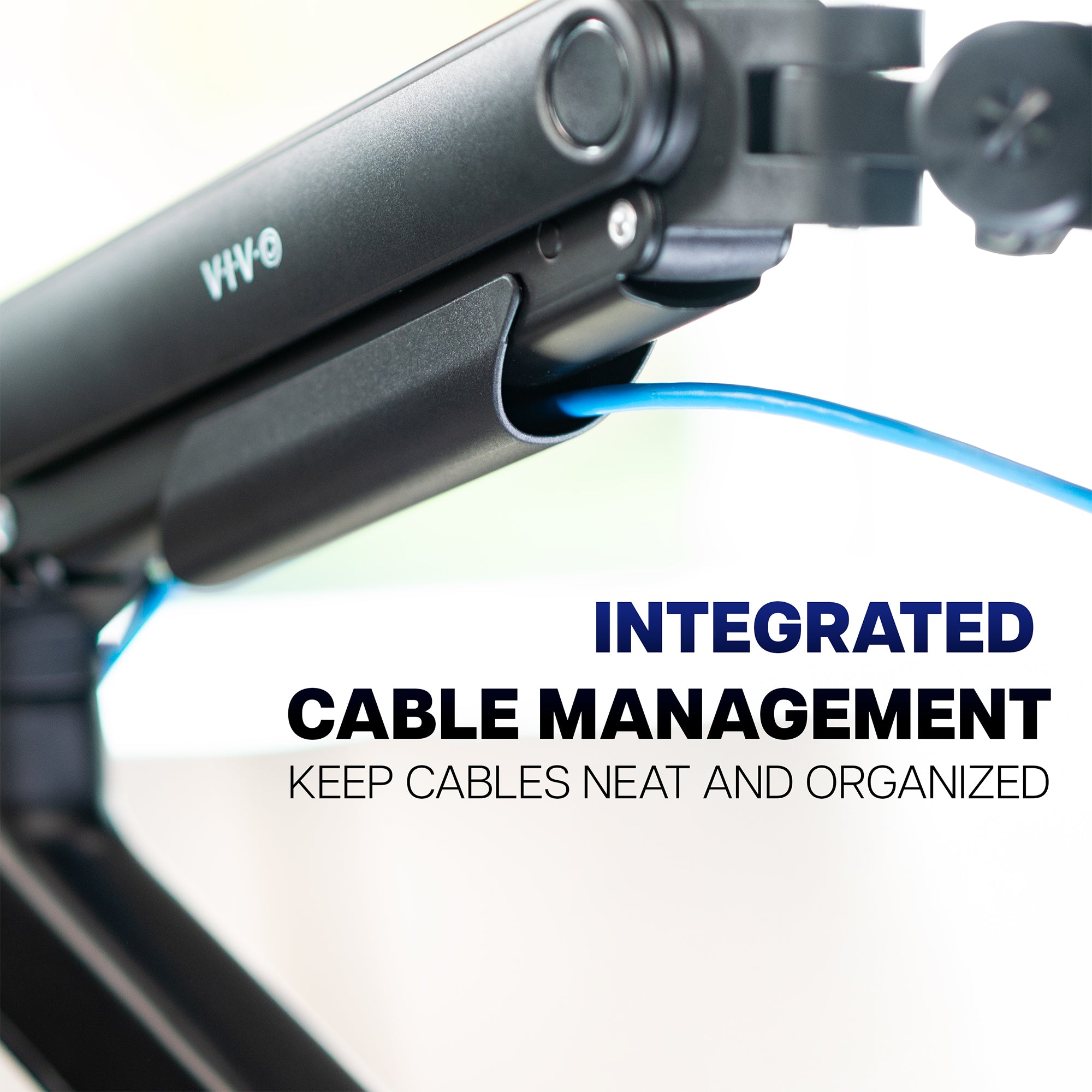 Integrated cable management keeps cables neat and organized.