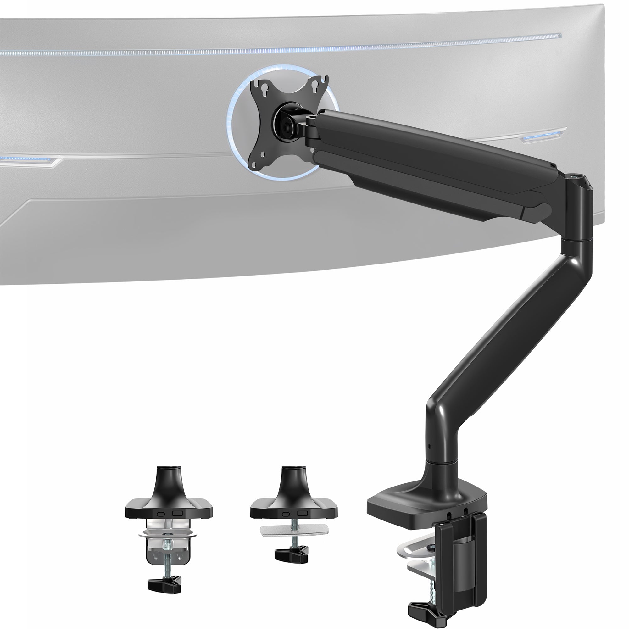 Pneumatic Arm Single Ultrawide Monitor Desk Mount - Up to 40" Screens