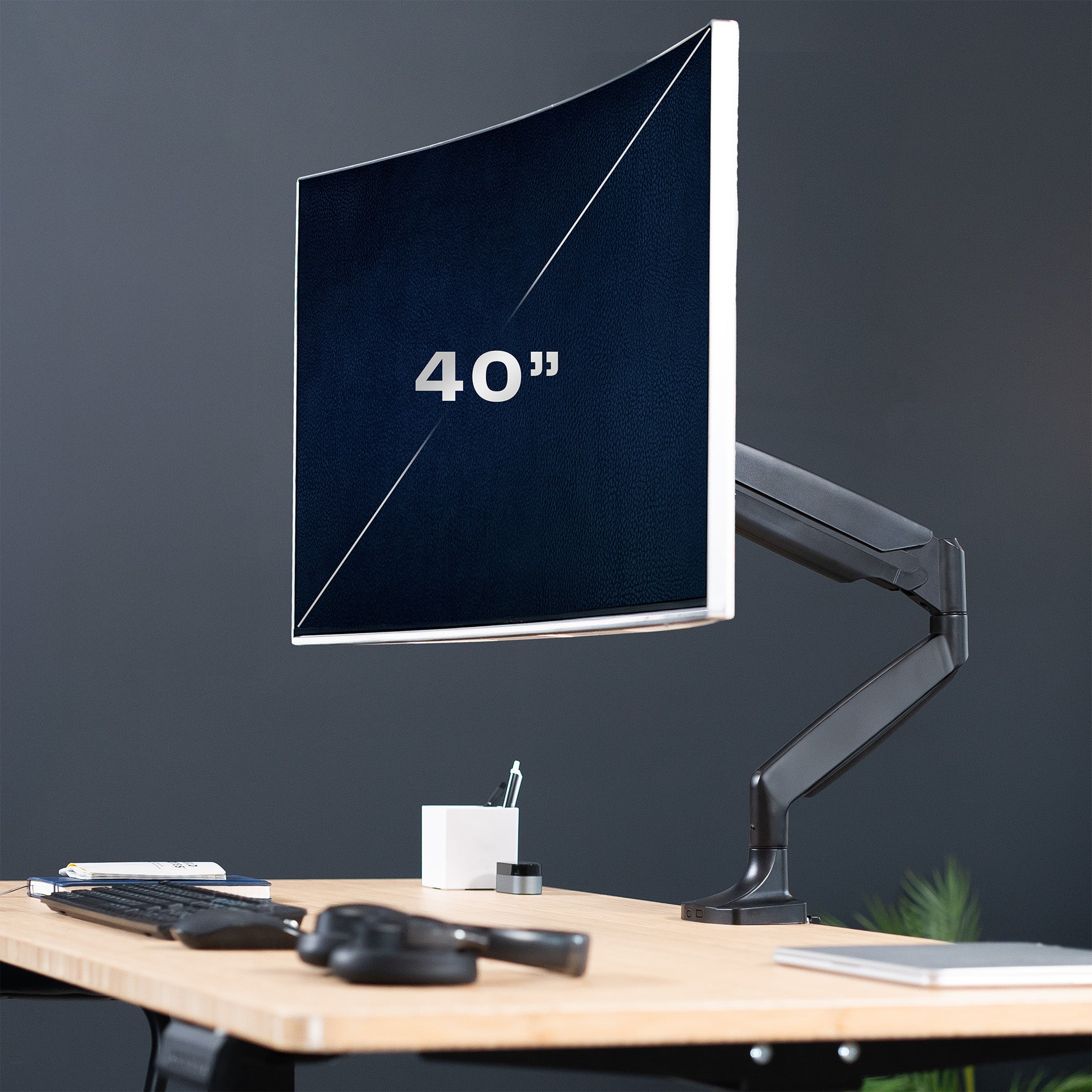 Pneumatic Arm Single Ultrawide Monitor Desk Mount - Up to 40" Screens