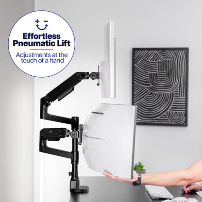 Pneumatic Arm Dual Ultrawide Monitor Desk Mount - Up to 49" Screens