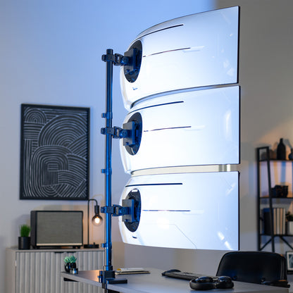Triple Ultrawide Vertical Monitor Extra Tall Desk Mount - Up to 49" Screens