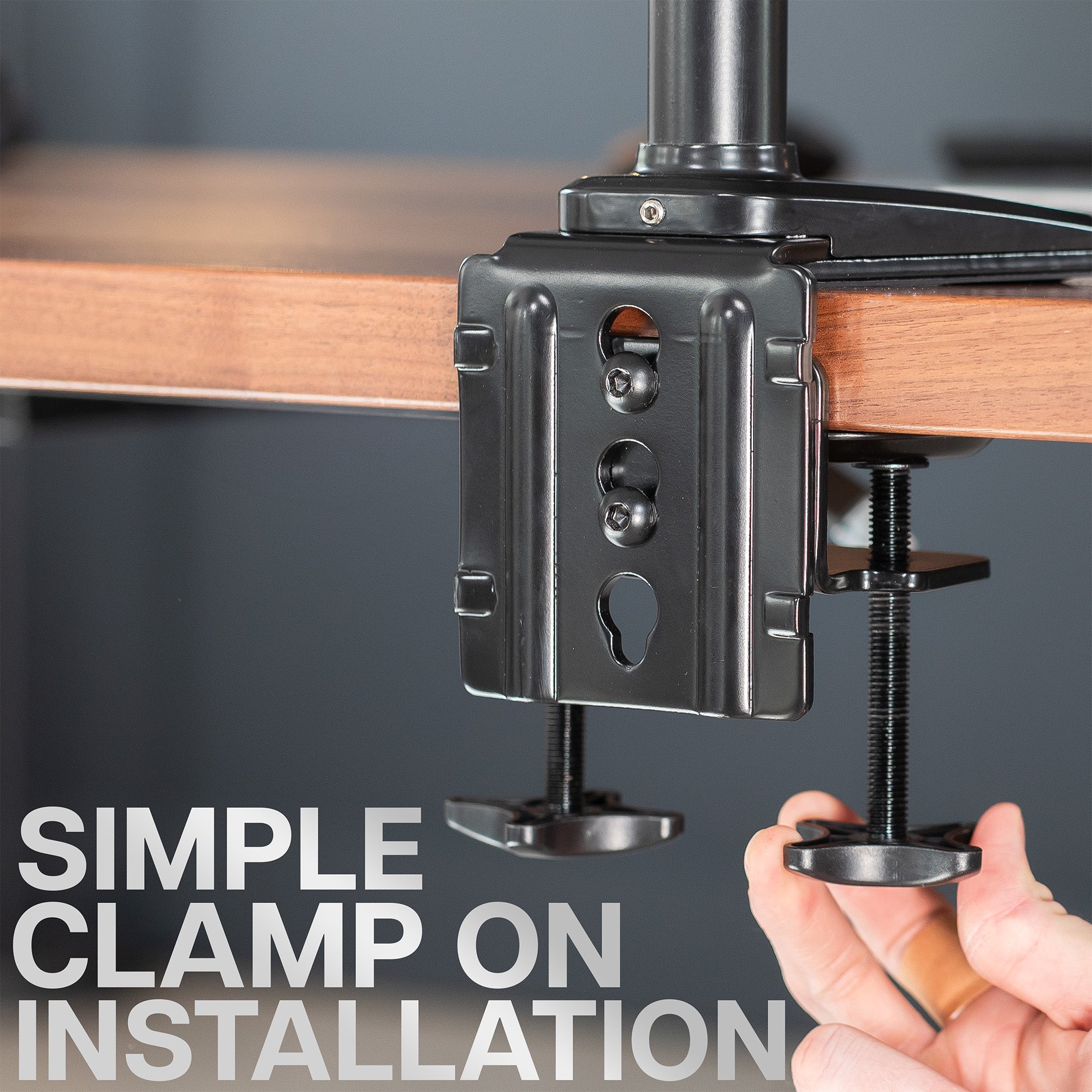 Quad Monitor Desk Mount (2 Pneumatic Arms + 2 Fixed)