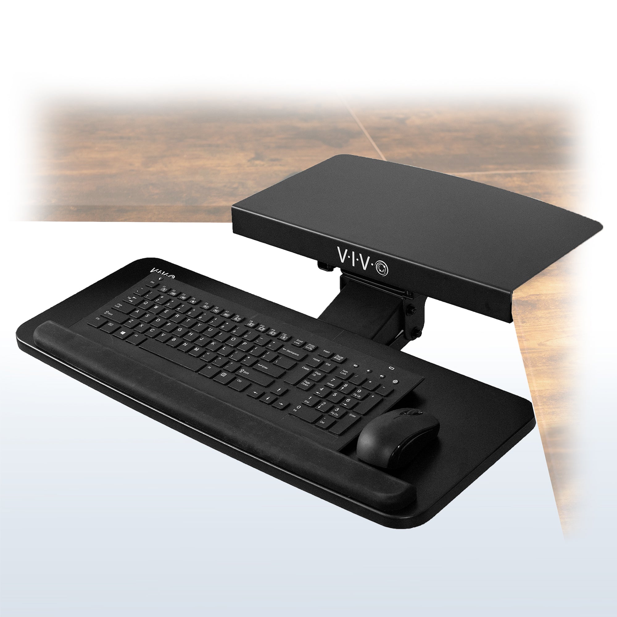 Adjustable Computer Keyboard and Mouse Platform Tray with Corner Connector